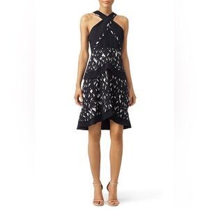 Proenza Schouler Size 6 100% Silk Black and White Feather Dress